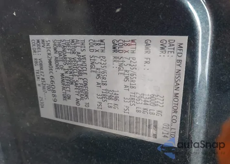 2014 Nissan Pathfinder Hybrid Sv z USA, uszkodzony, nr VIN 5N1CR2MM0EC660889